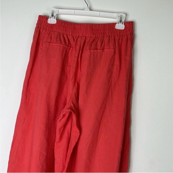Athleta Playa Linen Wide Leg Crop Pants Womens Size 8 Bright Coral - Picture 5 of 12